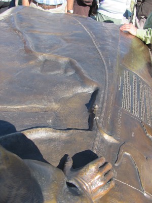 Detail of part of the bronze map.