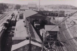 These are the buildings, you can see the roundhouse in the background and the original sanding tower in the forground.