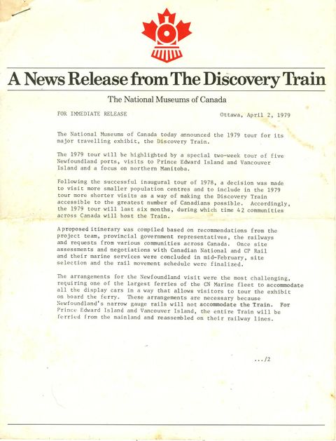 DiscoveryTrain 1979 Tour News Release 1.jpg