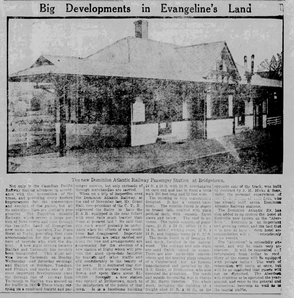 Gazette 1921 12 09 DAR Improvements and Bridgetown Station.jpg